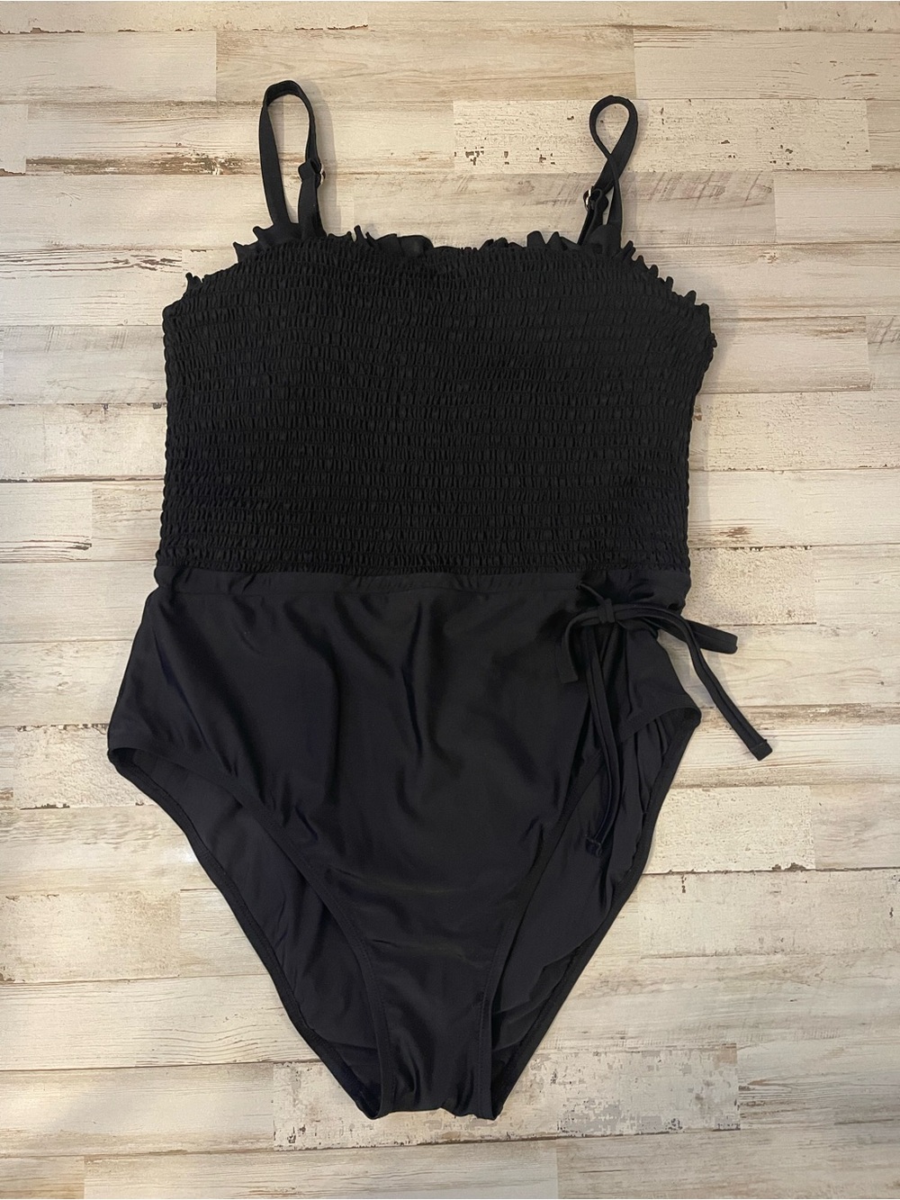 Anthropologie Black One-Piece Smocked Swimsuit Size 1X